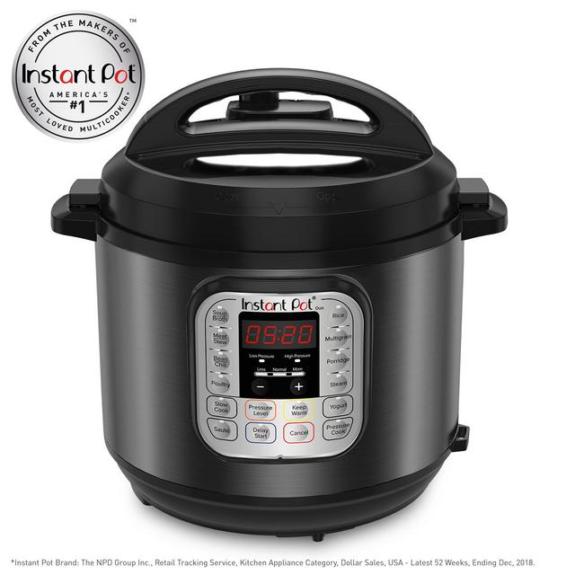 Instant Pot DUO60 Black Stainless 6-Quart 7-in-1 Multi-Use Programmable Pressure Cooker, Slow Cooker, Rice Cooker, Sauté, Steamer, Yogurt Maker and Warmer