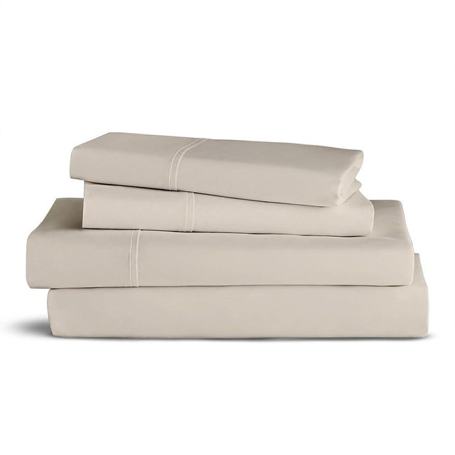 Purity Home 100% Cotton Sheets, Ivory Queen Bed, 400 Thread Count Percale Weave Cooling Sheets, Ivory Queen Bed Sheet Set, Hotel Luxury Deep Pocket Cotton Sheets Queen