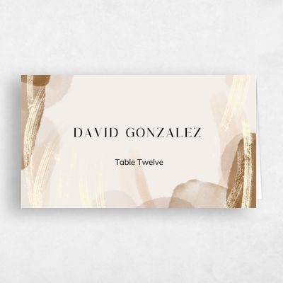 Caramel, Brown Wedding Place Card - Staton