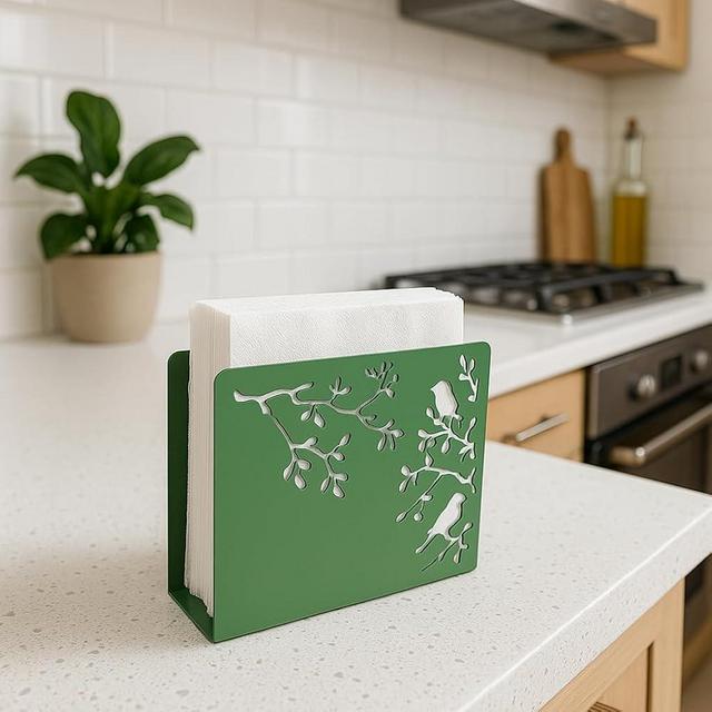 Mango Steam Tabletop Napkin/Tissue & Letter Holder for Home, Kitchen, Restaurants (Songbird, Green)