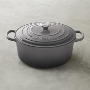 Le Creuset Signature Cast-Iron Round Dutch Oven, 9-Qt., Oyster Grey