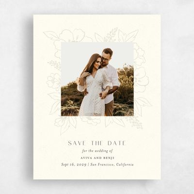 Beige Typography Wedding Save the Date - Oriabel Photo