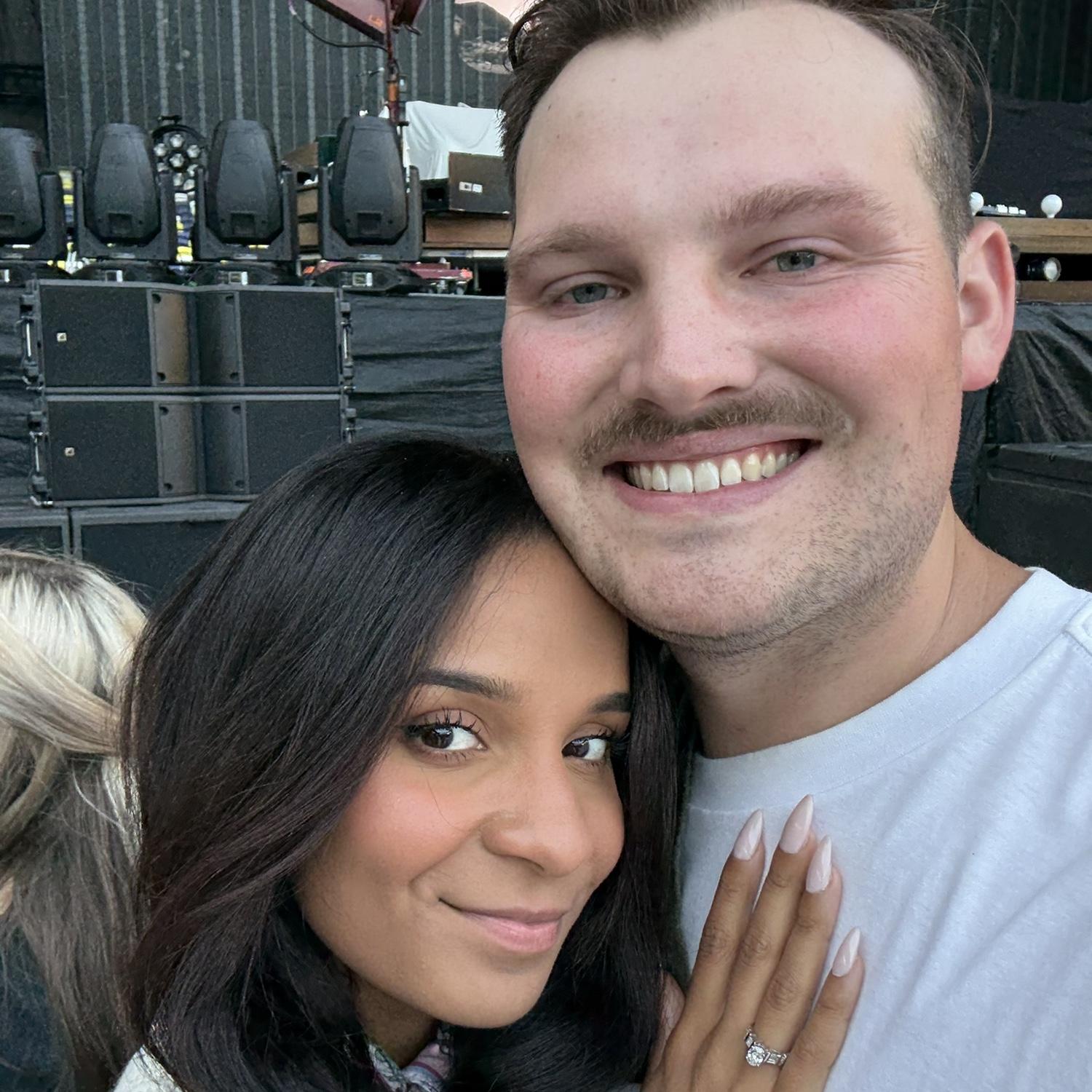 Adam proposed to Jovi the day before and then they got barricade at Tyler Childers concert!