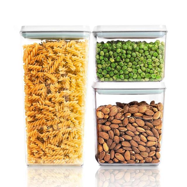 Tourdeus Pop Top Food Storage Containers, Leakproof Pantry Food Storage Containers, Kitchen Storage Containers with Lids Airtight 3-Piece - 3.5Qt/2.1Qt/1.3Qt