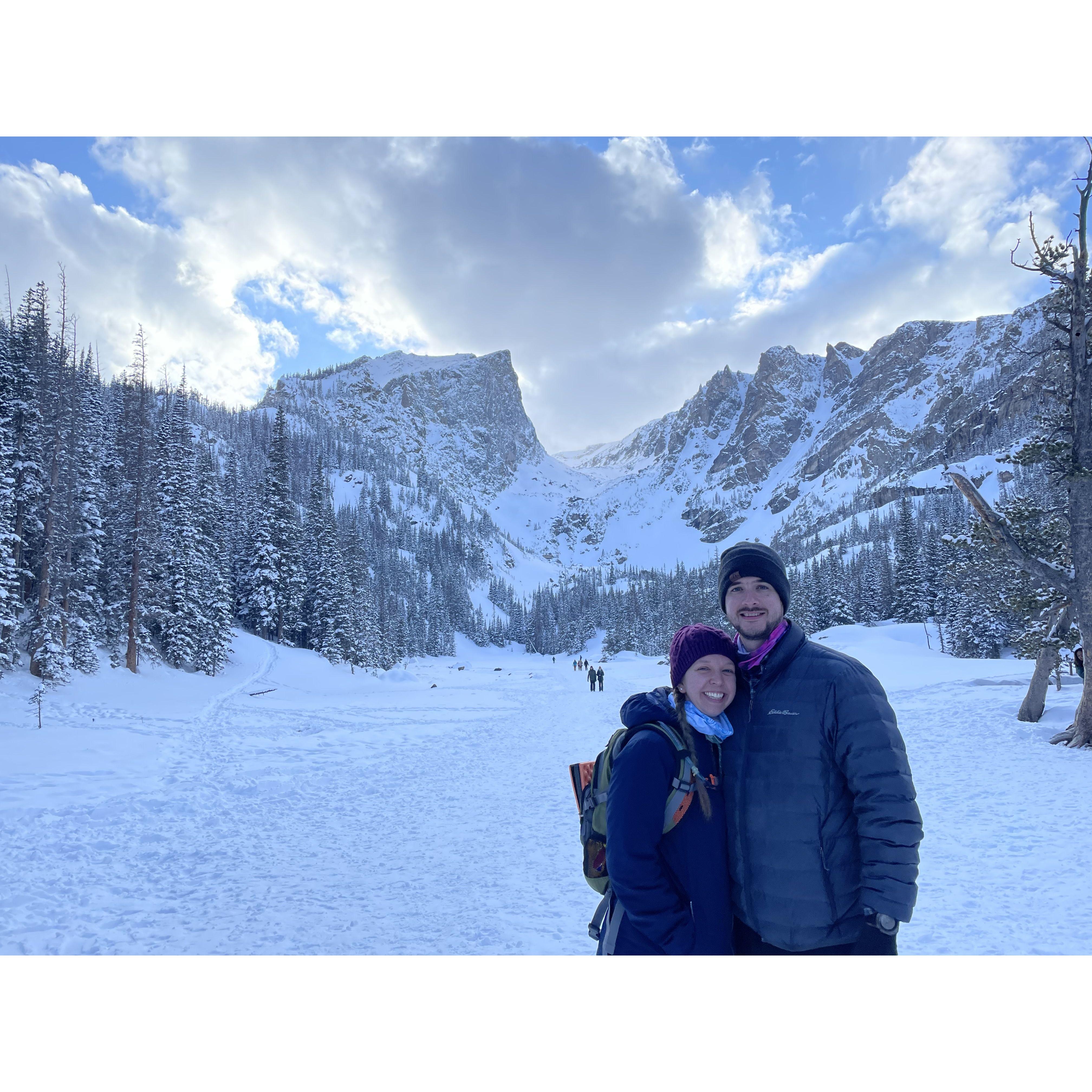 Dream Lake frozen over, Colorado 2021