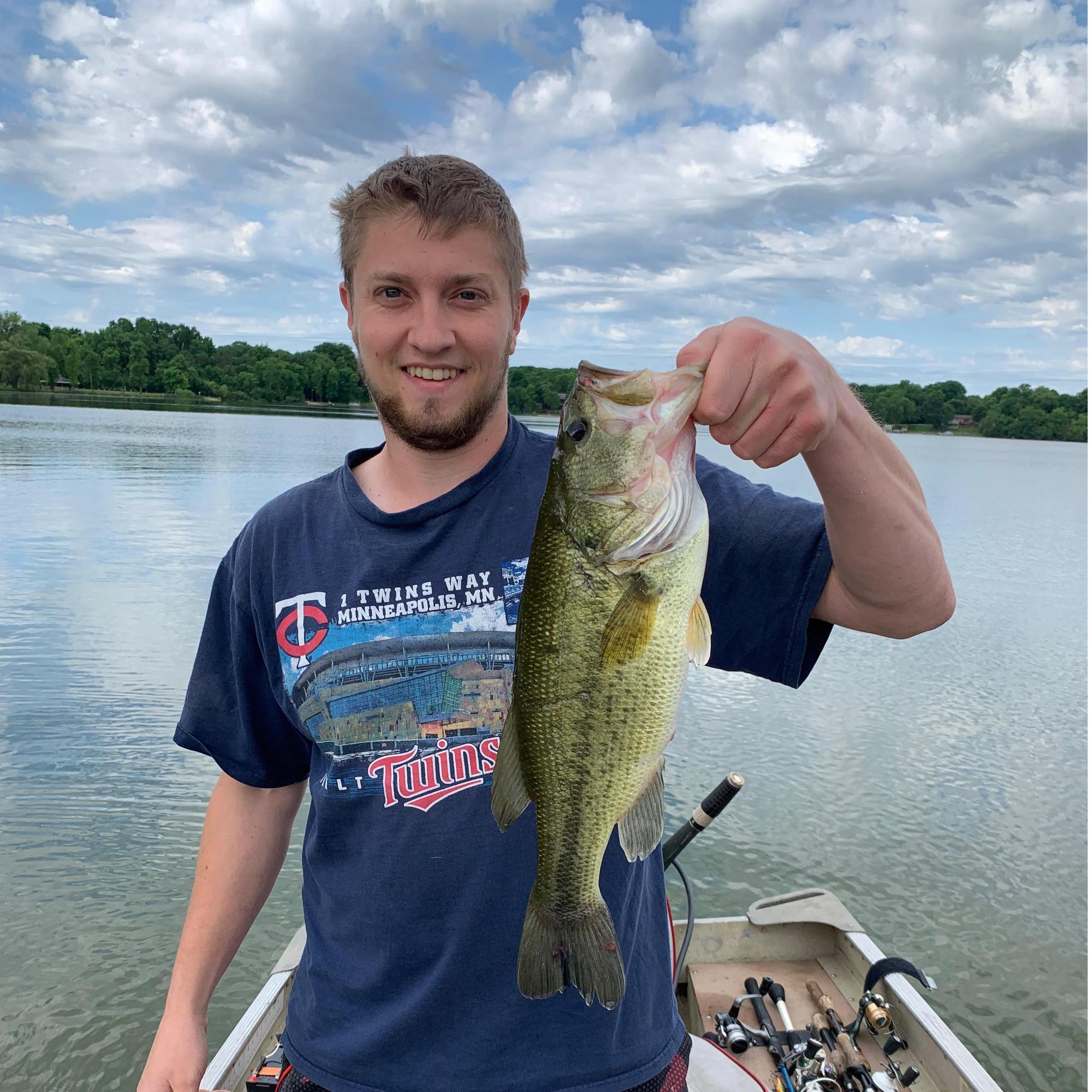 Ben's big bass, caught the same day as Cara's. Not sure who's was bigger!