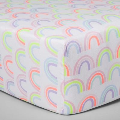 Fitted Crib Sheet Rainbows - Cloud Island™ White/Multicolored