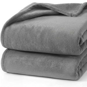 Hansleep Fleece Queen Blanket for Bed Fleece Grey, Queen Size Super Soft Flannel Fuzzy Gray, Plush Cozy Blanket for All Seasons, Grey, Queen 90x90 Inches