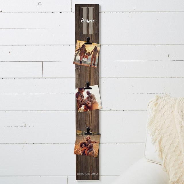 Farmhouse Initial Personalized Photo Clip Wood Sign