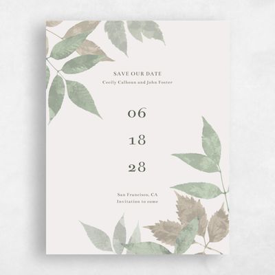 Green Wedding Save the Date - Leia Border