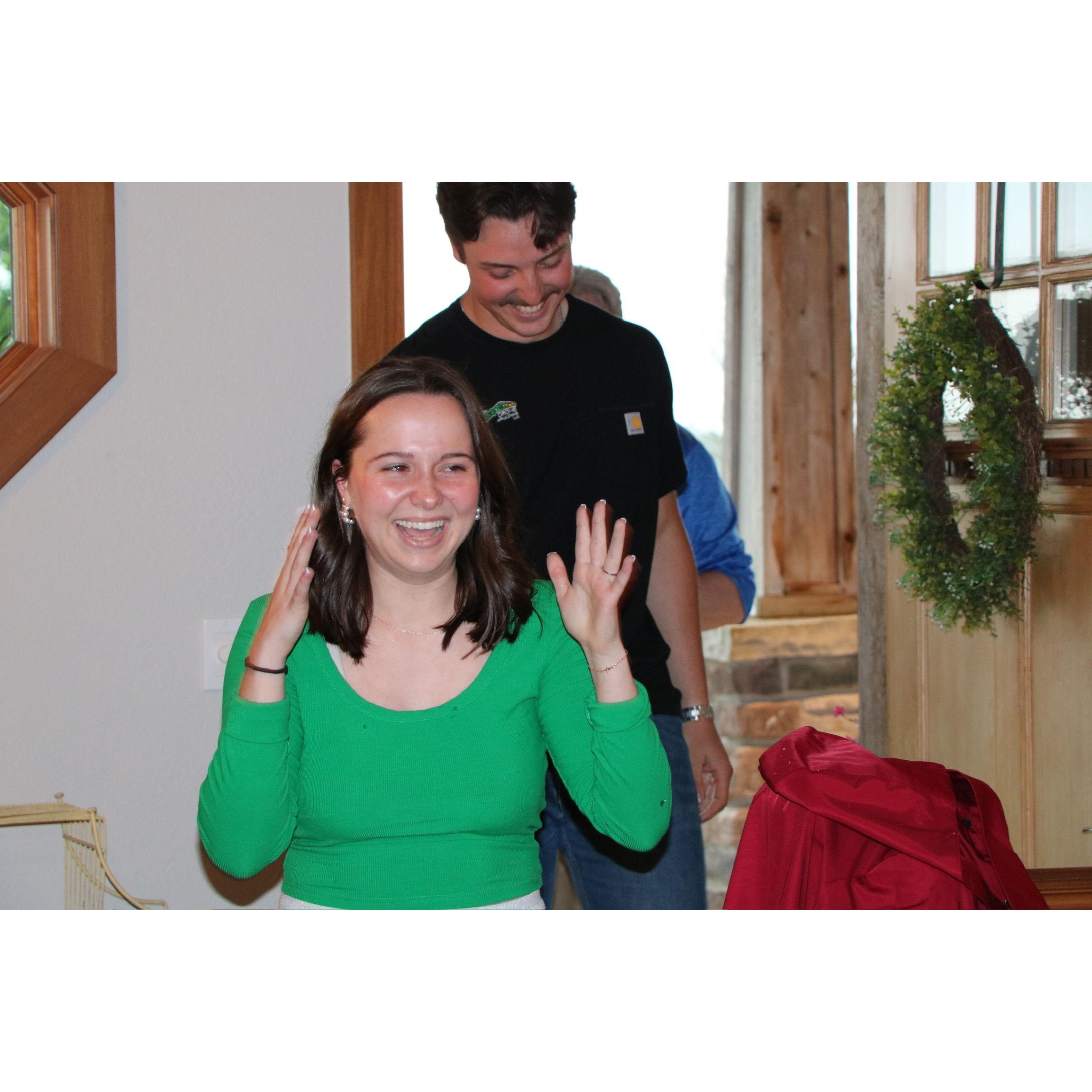 Cade surprised me with both our families after we got engaged- I was a mess!