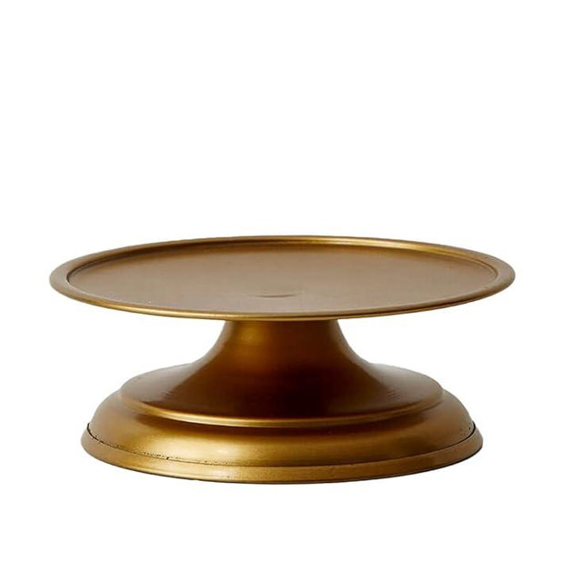 Serene Spaces Living Antique Gold Pillar Candle Holder, Perfect for Weddings, Events, Aromatherapy, Spa, Reiki, Meditation, Birthdays, Dinner, and Home Decor, Measures 2" Tall & 5.5" Diameter
