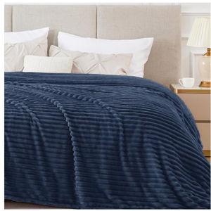 BEDELITE Fleece Blanket Queen Size – 3D Ribbed Jacquard Soft and Warm Decorative Fuzzy Blankets – Cozy, Fluffy, Plush Lightweight Throw Blankets for Couch, Bed, Sofa(Navy Blue, 90x90 inches)