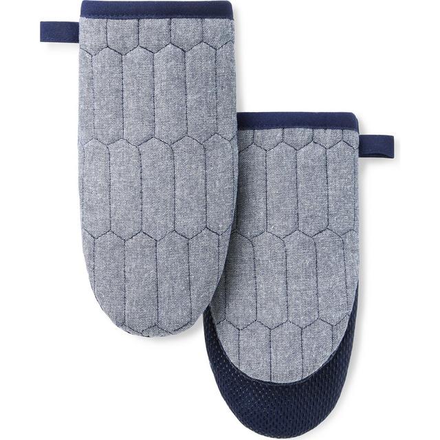 Martha Stewart Honeycomb Quilted Chambray Mini Oven Mitt Set, 5.5" x 8"