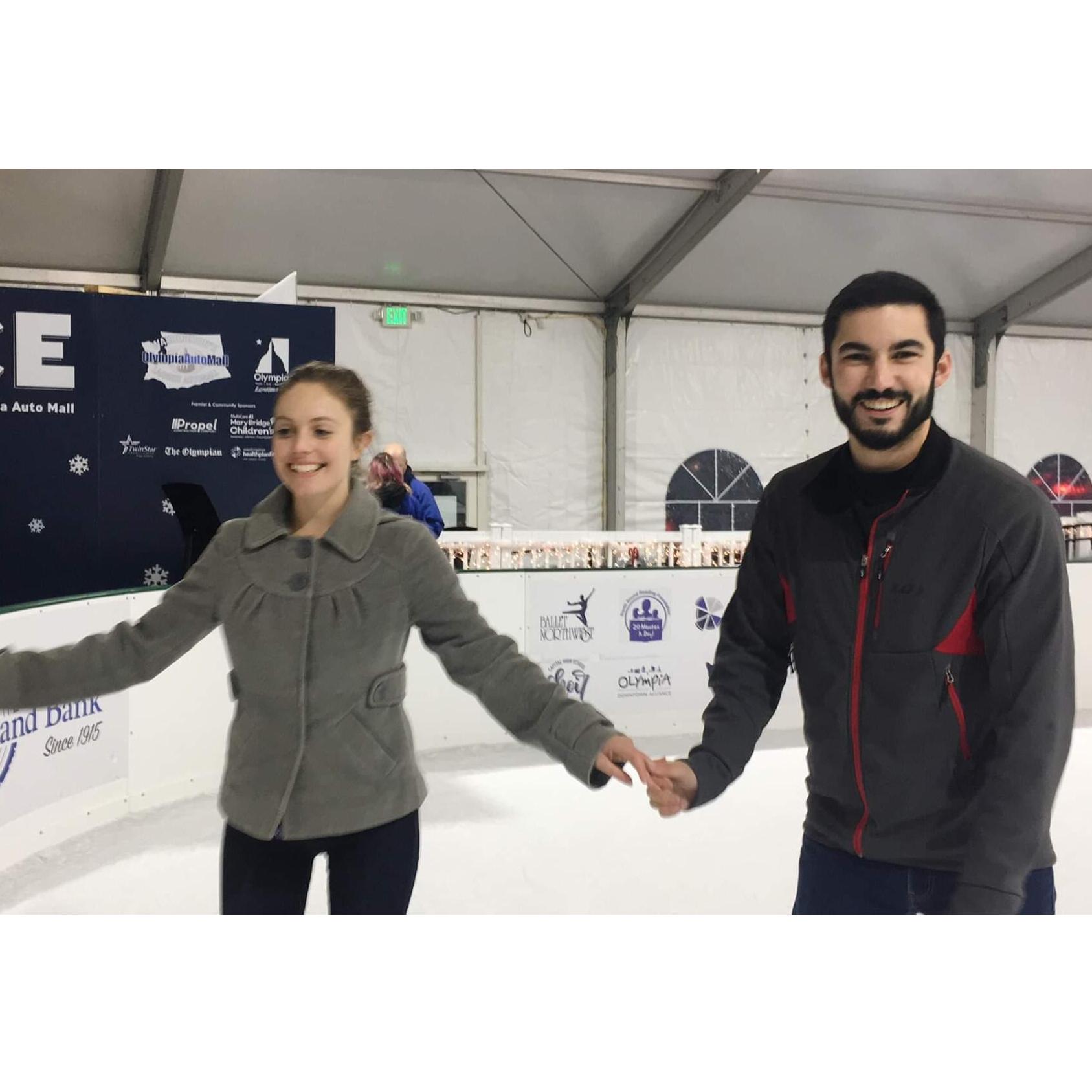 Ice skating in Olympia, December 2018. Paul could be a professional!