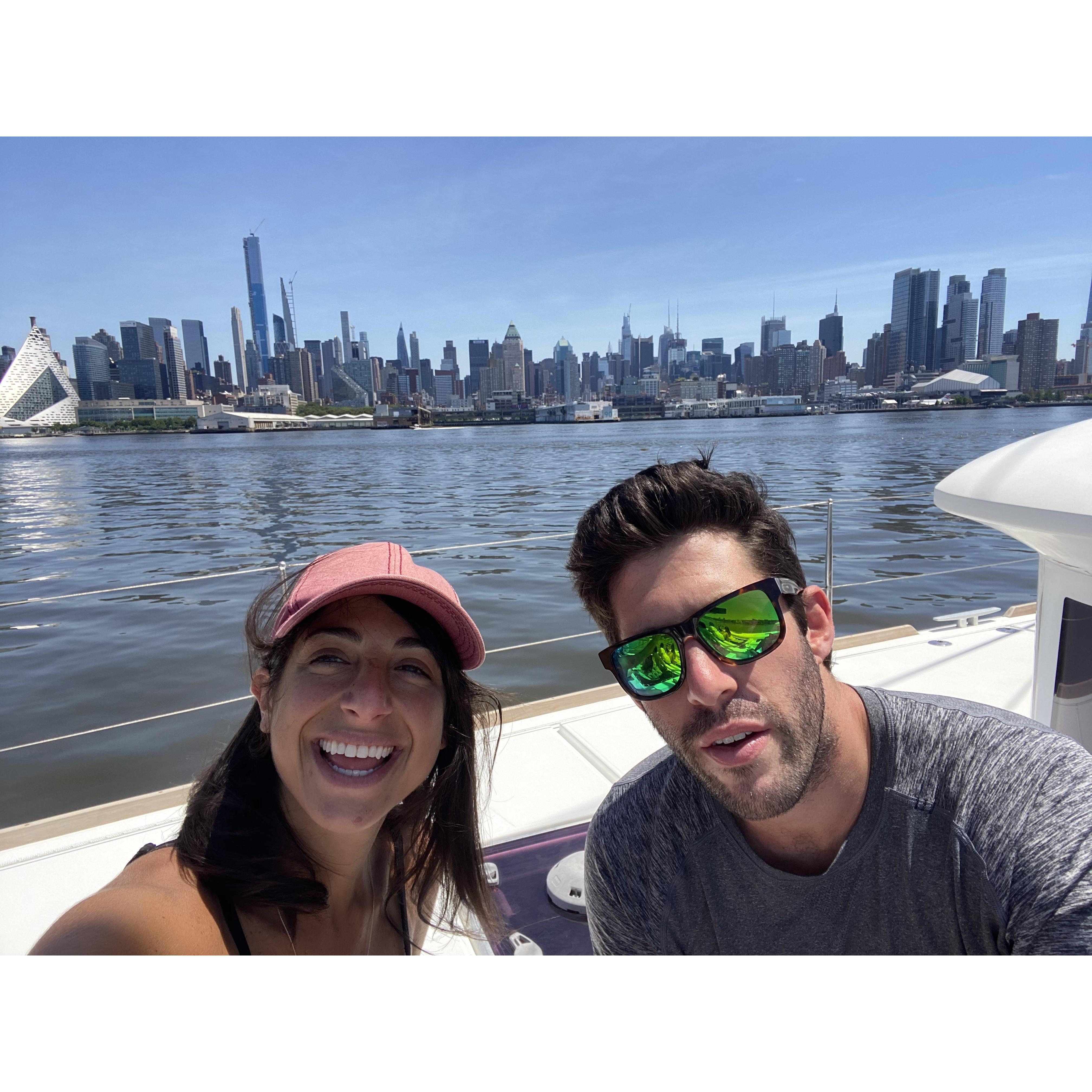 Julia and Bennett love boats and the NYC skyline.