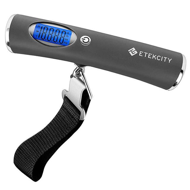 Etekcity Hanging Luggage Scales Handheld Digital, 110LB Baggage Scale for Travel with Blue Backlit LCD Display, Portable Suitcase Weight Scale with Hook, Battery Included