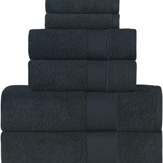 Towels Beyond - Luxury Towel Set for Bathroom, 100% Turkish Cotton, Quick Dry, Soft and Absorbent Bath Towels, Hand Towels, and Washcloths, Madison Collection - 6-Piece Set (Black)