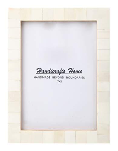 New Real Handmade Black White Bone Photo Picture Vintage Imported Chic Frame Made to Display Pictures 5x7, White-0.75