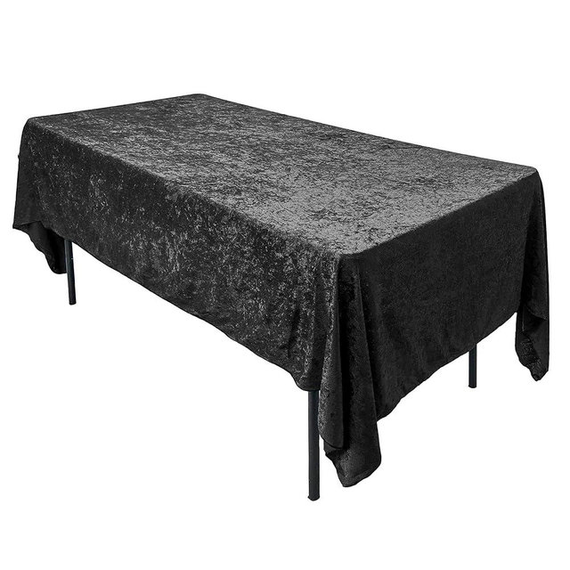 AK TRADING CO. Lush Panne Velvet Tablecloth - 60 x 102 Inch Rectangular Table, Black