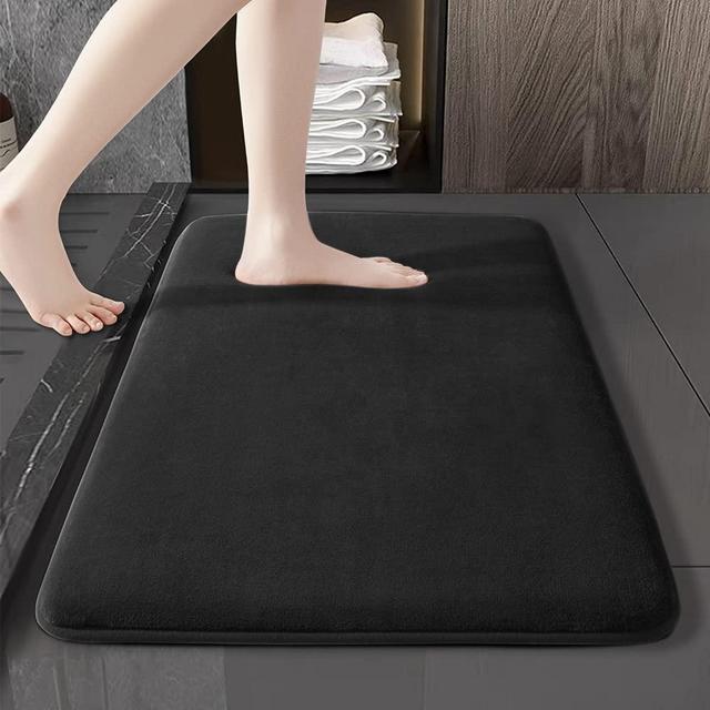 SONORO KATE Bathroom Rugs, Ultra Absorbent & Non-Slip Memory Foam Bath Rugs, Machine Washable Bathroom mats, Soft Velvet Bath Mats，Easier to Dry for Bathroom Floor Rugs (17"×24", Black)