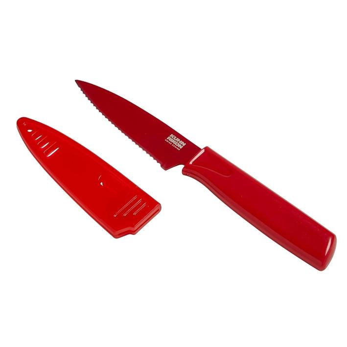 Serrated Paring Knife, 4", Red
