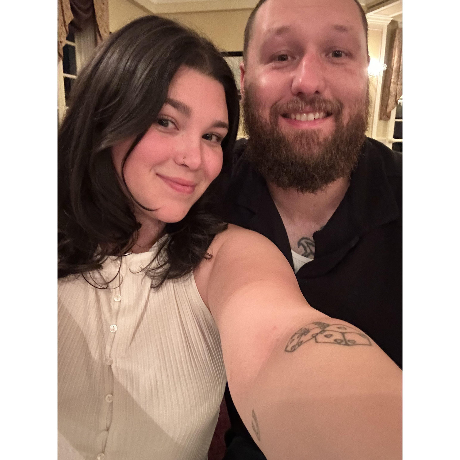 Eating at a French restaurant exactly 1 year before our wedding!