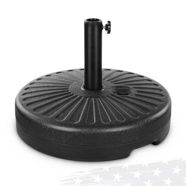 FRUITEAM 50lbs Outdoor Fillable Plastic Patio Umbrella Base, Heavy Duty Market Table Umbrella Base Weighted Stand, 1.49-inch Thickened Steel Pole Holder for 6-9Ft Straight-Pole Garden Umbrellas