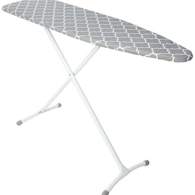 Homz Contour Steel Stable Ironing Board, Standard Size, Grey and White Pattern Cover