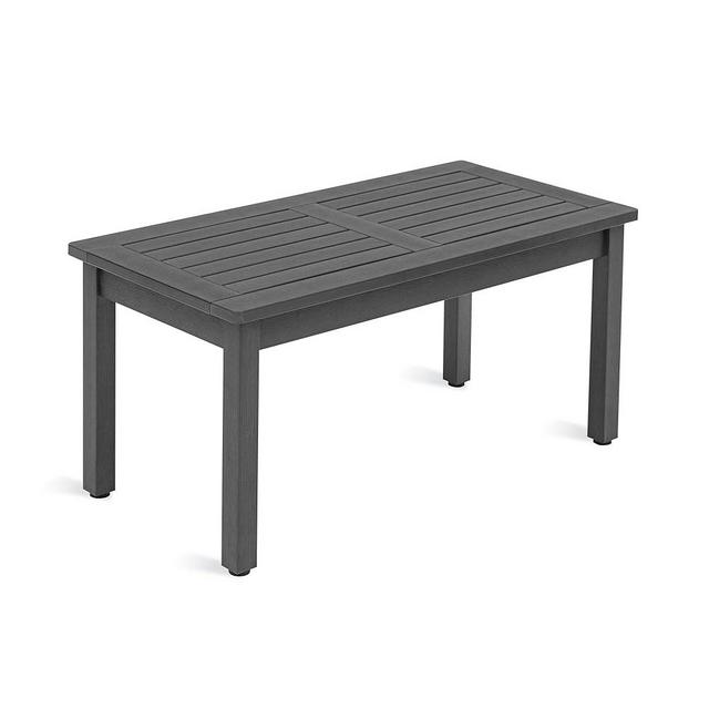 LUE BONA Outdoor Coffee Table Rectangle, HDPS Patio Coffee Tables for Outside, All Weather Patio Coffee Table with Slatted Tabletop for Deck, Garden, Balcony, Indoor or Outdoor Use, Dark Gray
