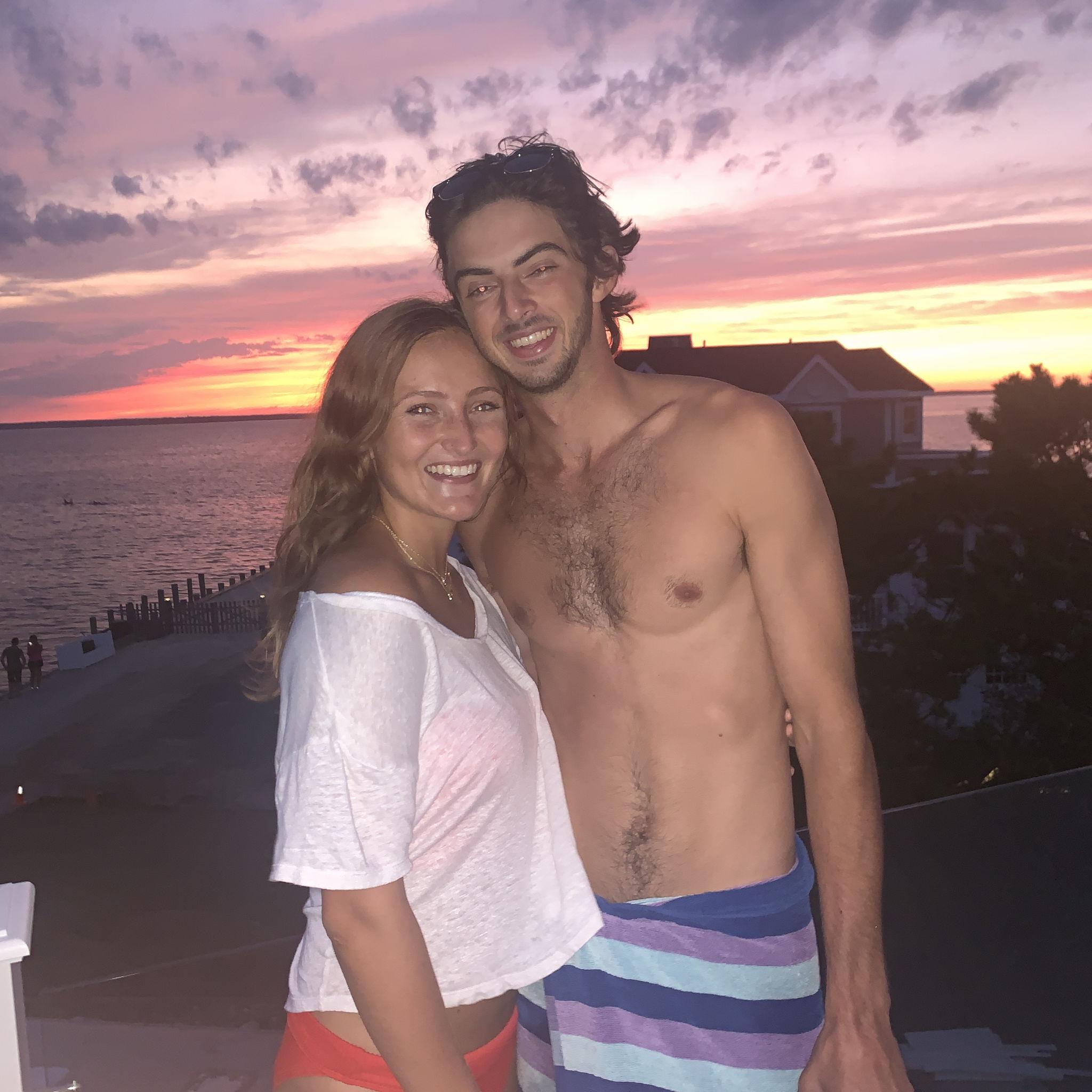 Grace met Austin's high school friends for the first time in Long Beach Island, 2020.