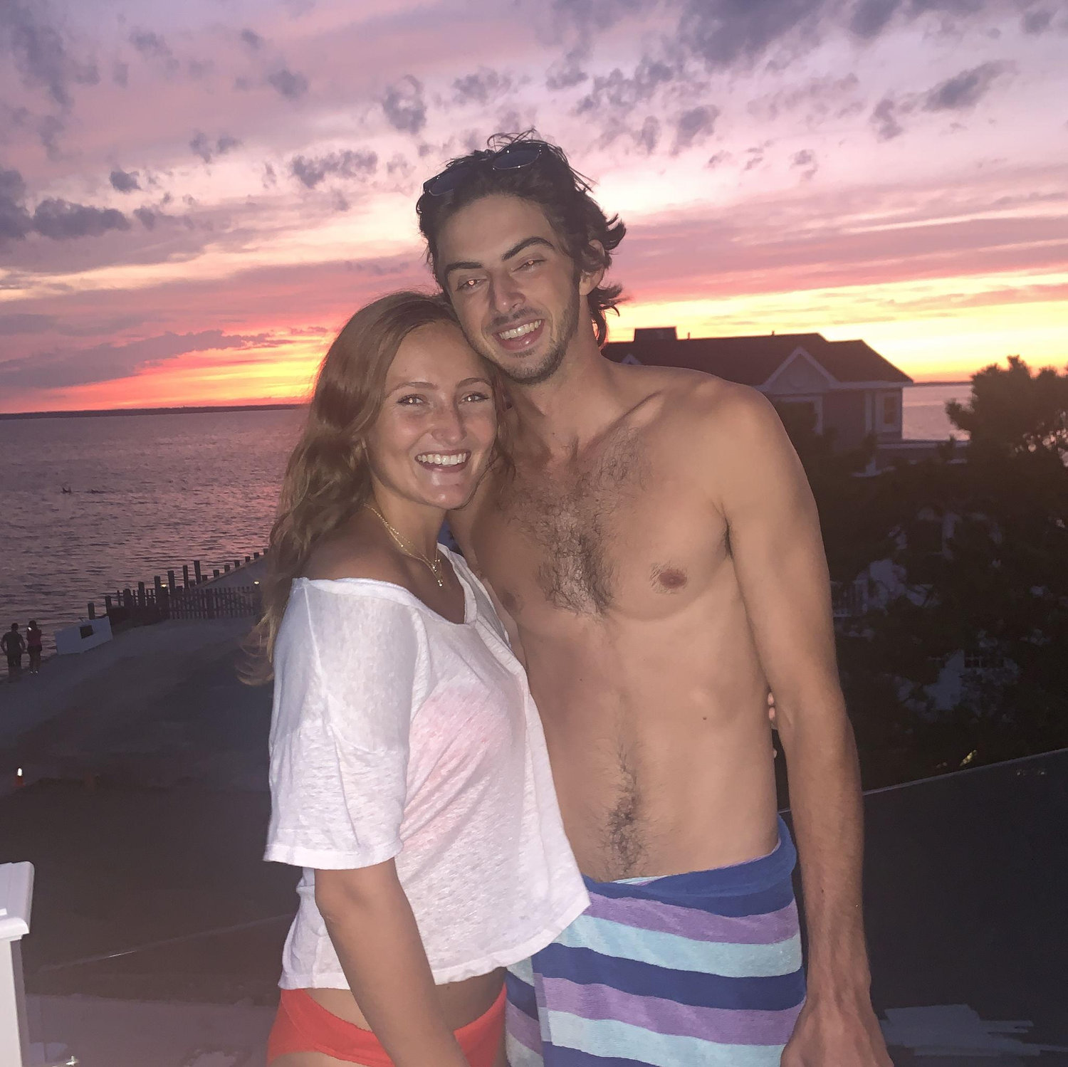 Grace met Austin's high school friends for the first time in Long Beach Island, 2020.