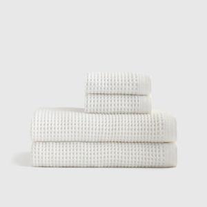 Organic Turkish Waffle Bath Towel Bundle in White