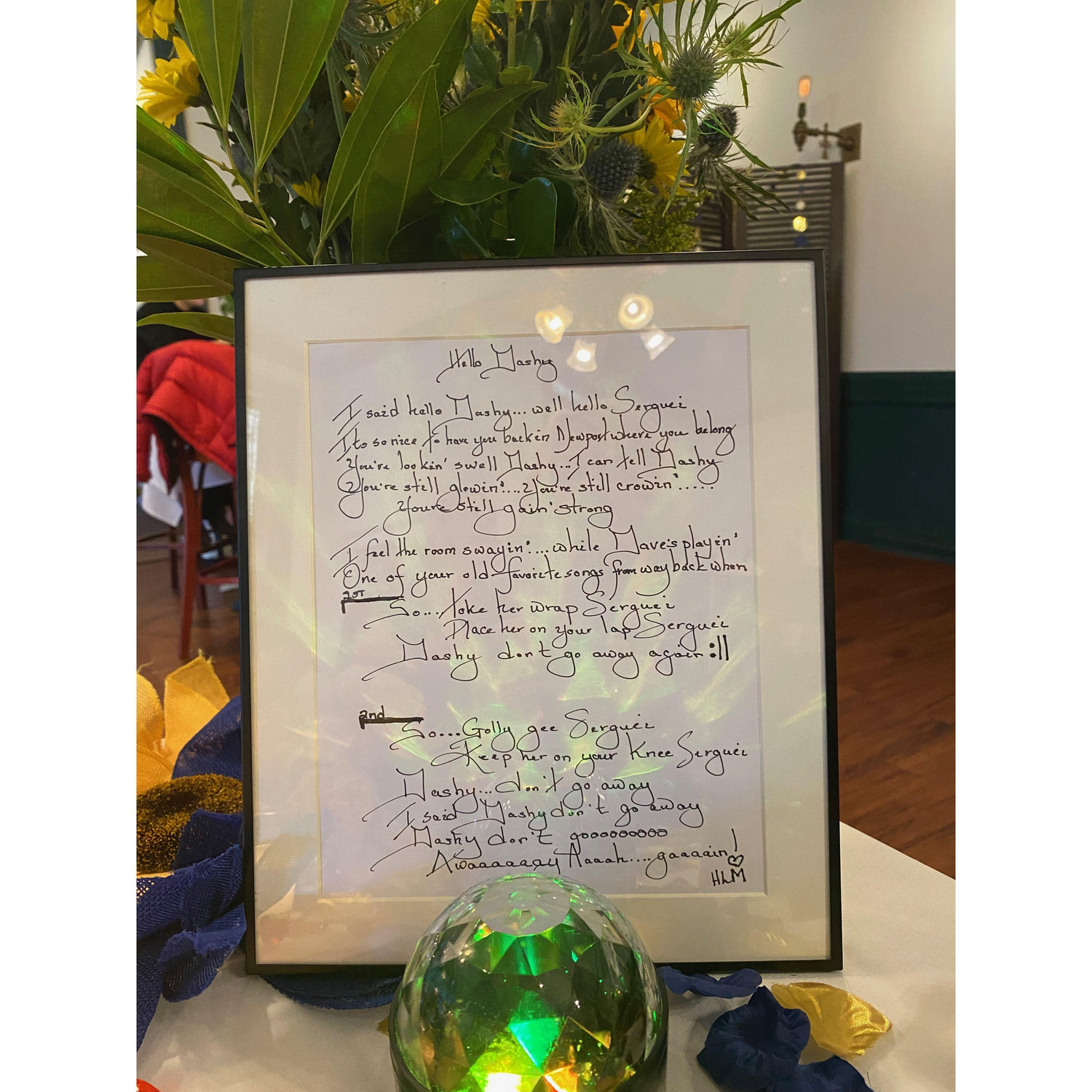 Special Lyrics written by Heidi and sung to the tune of Hello Dolly!