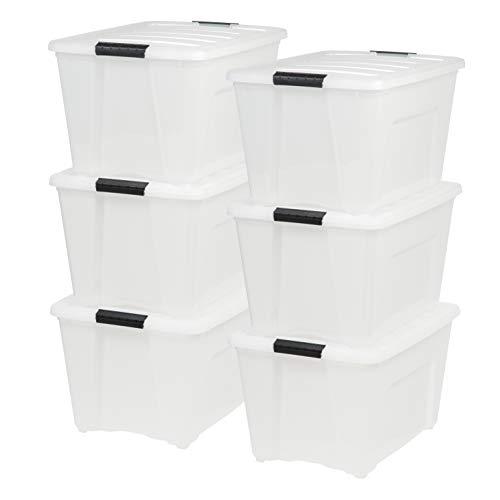 IRIS USA, Inc TB-56D 53 Quart Stack & Pull Box, Multi-purpose Storage Bin, 6 Pack, Pearl