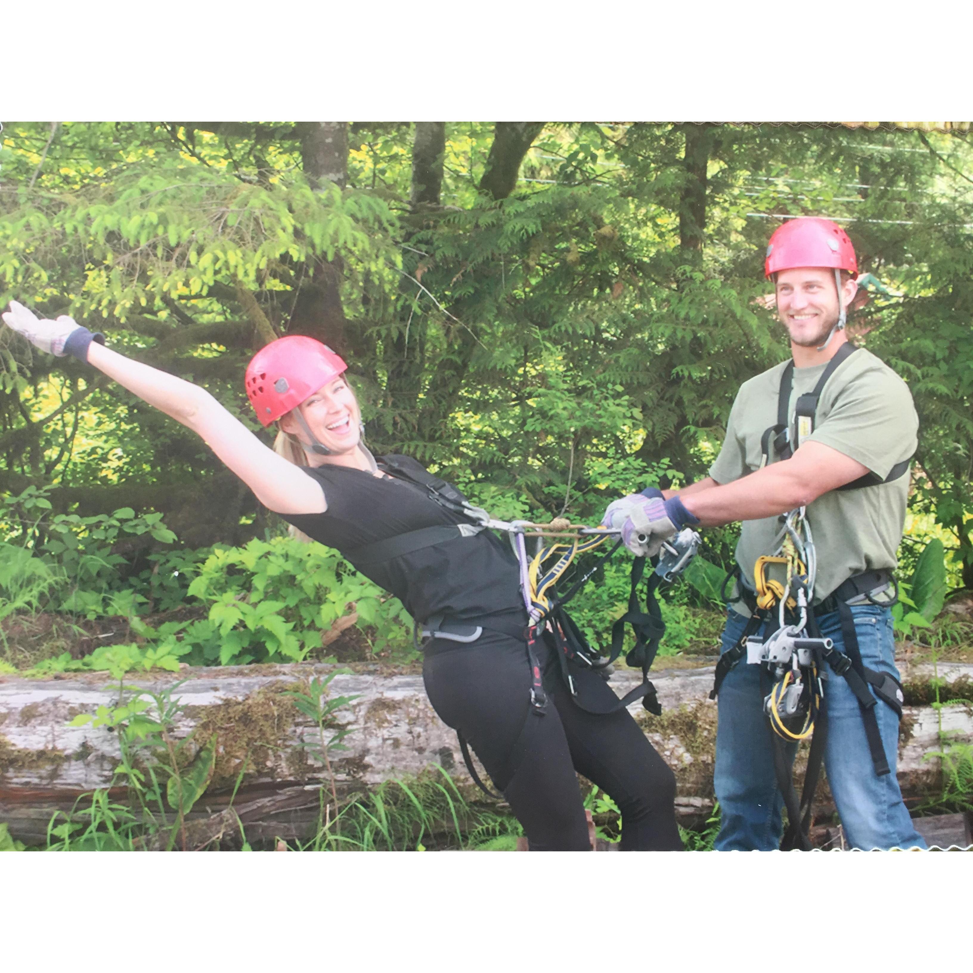 Zip lining in Alaska! We were so good they gave us medals!
