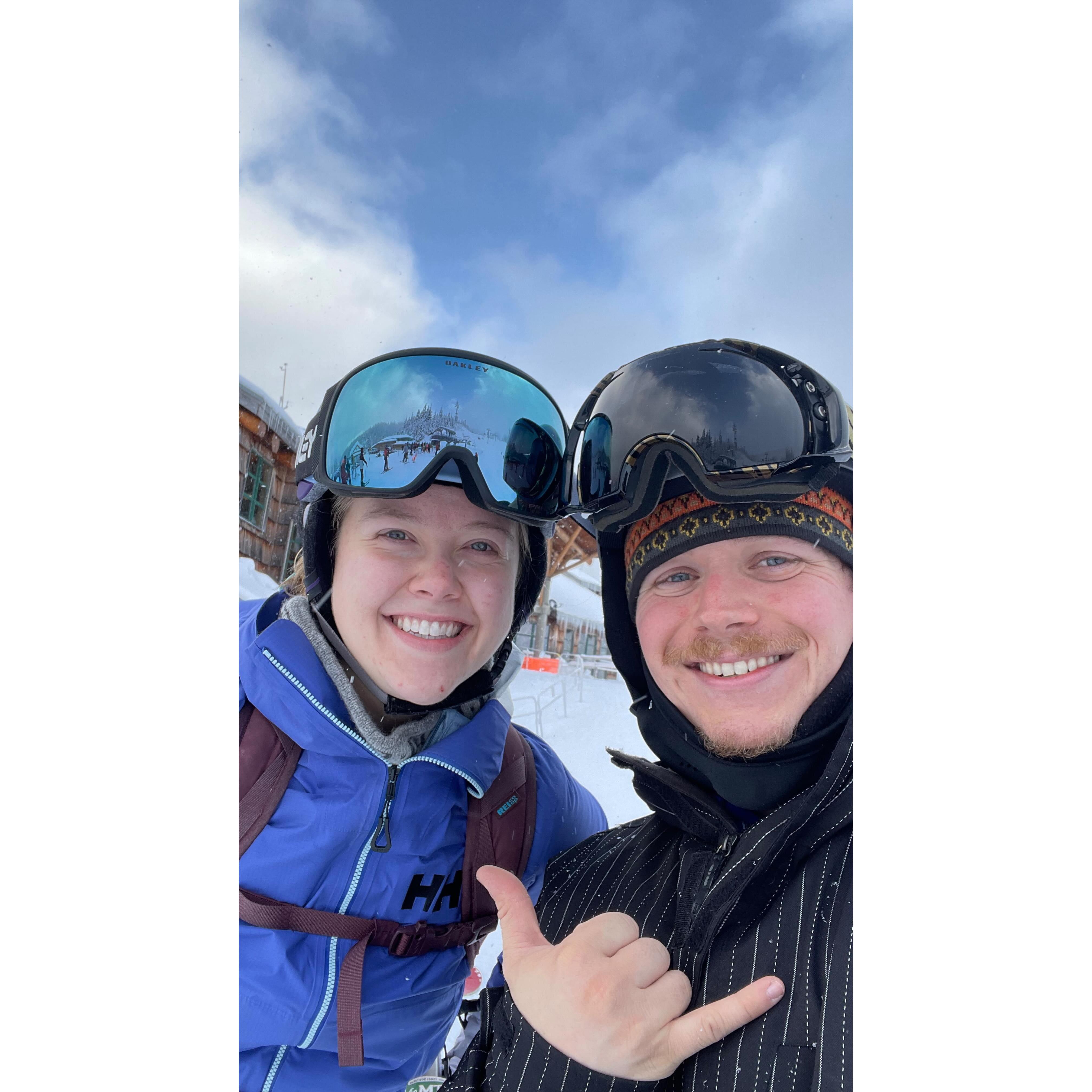 Katie's first day skiing at Mt. Baker! Samuel showed her the best runs and secret spots.