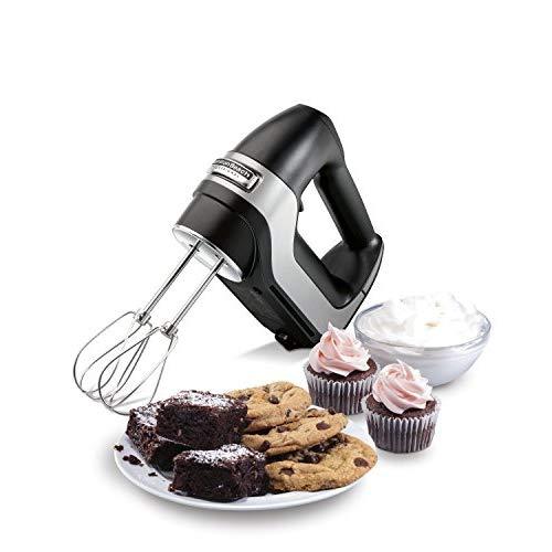 Hamilton Beach Professional 5-Speed Electric Hand Mixer with Snap-On Storage Case, QuickBurst, Stainless Steel Twisted Wire Beaters and Whisk, Black (62651)