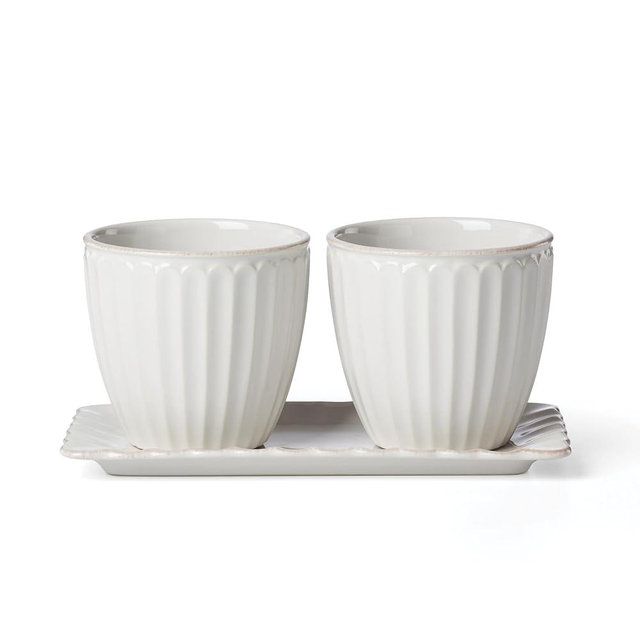 Lenox 896914 French Perle Scallop 3-Piece Herb Pots & Tray Set