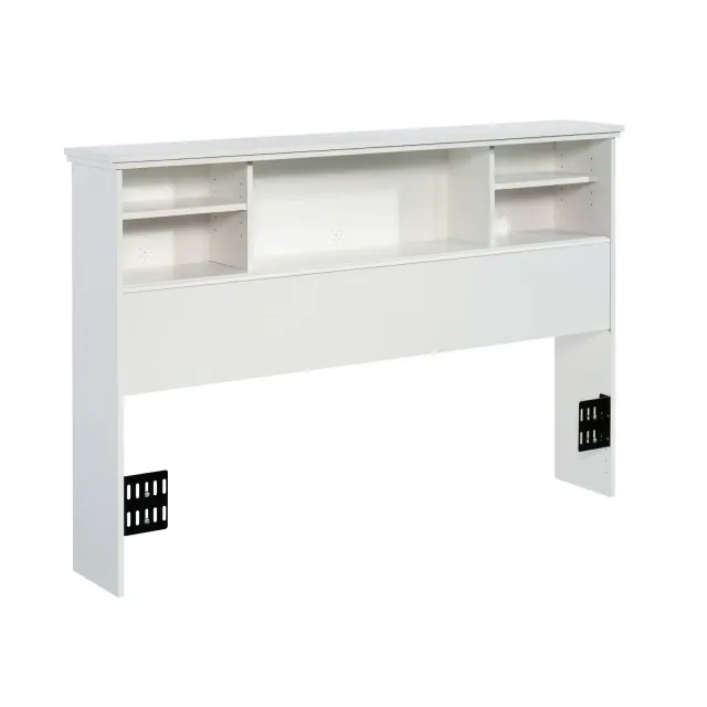 Full/Queen River Ranch Headboard Soft White - Sauder: MDF Frame, Adjustable Shelves, Cord Access