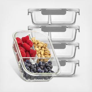 3-Sectional Food Prep Storage Containers, Set of 5