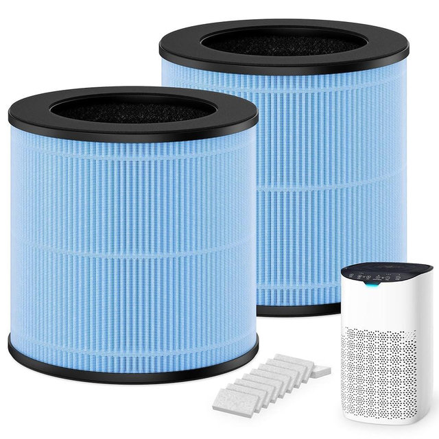 2 Pack MJ003HD HEPA Replacement Filter Compatible with POMORON MJ003HD Air Purifiers for Home Large Room Up to 3500Ft², 4-Stage Filtration MJ003HD HEPA Filter, 2 MJ003HD-RF HEPA Filter ＆ 10 Aroma pad