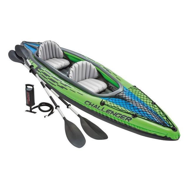 Intex Challenger K2 Kayak, 2-Person Inflatable Kayak Set with Aluminum Oars and High Output Air Pump