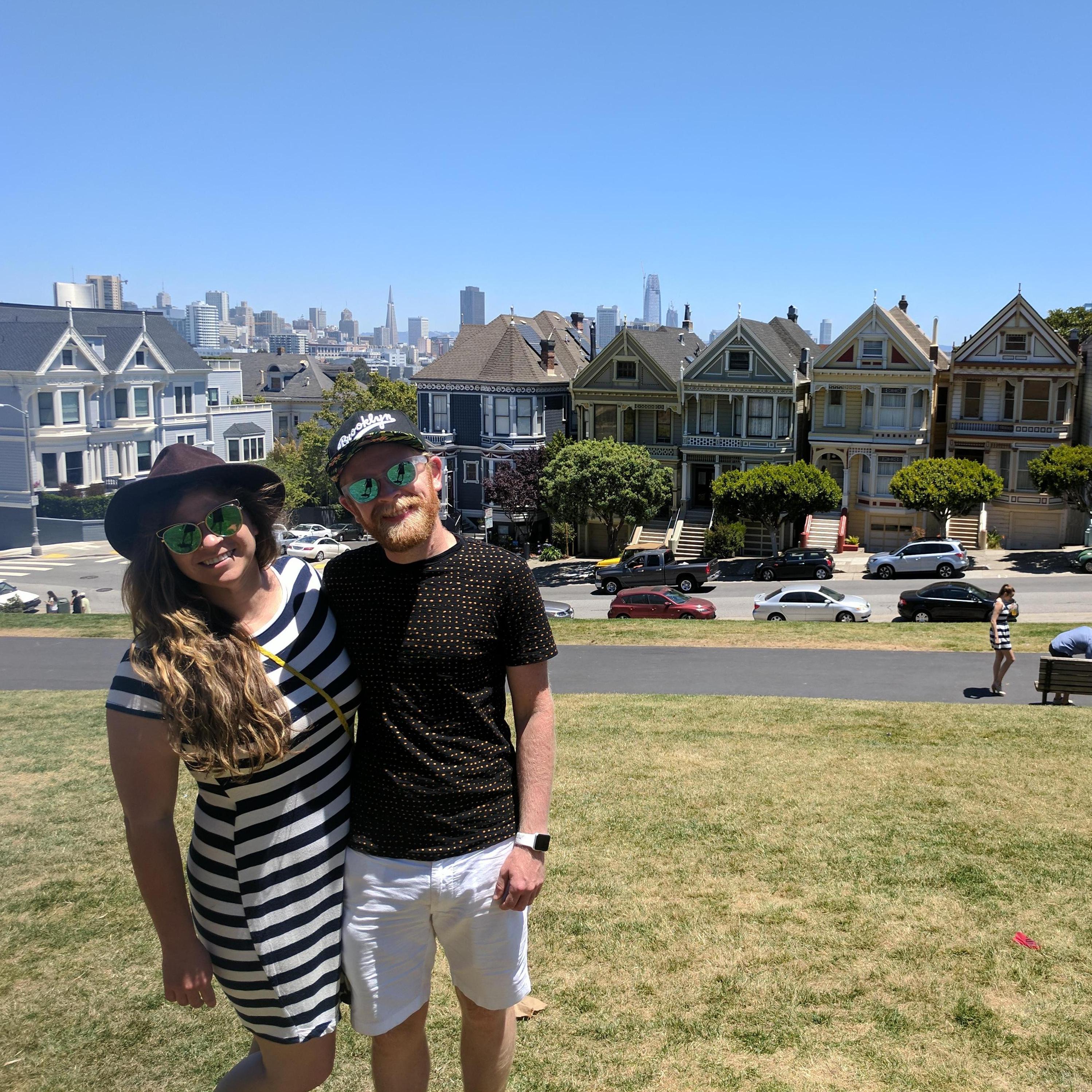 Paying a visit to the ladies at Alamo Square Park