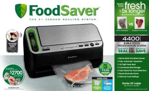FoodSaver V4440 2-in-1 Automatic Vacuum Sealing System with Bonus Built-in Retractable Handheld Sealer & Starter Kit, Black