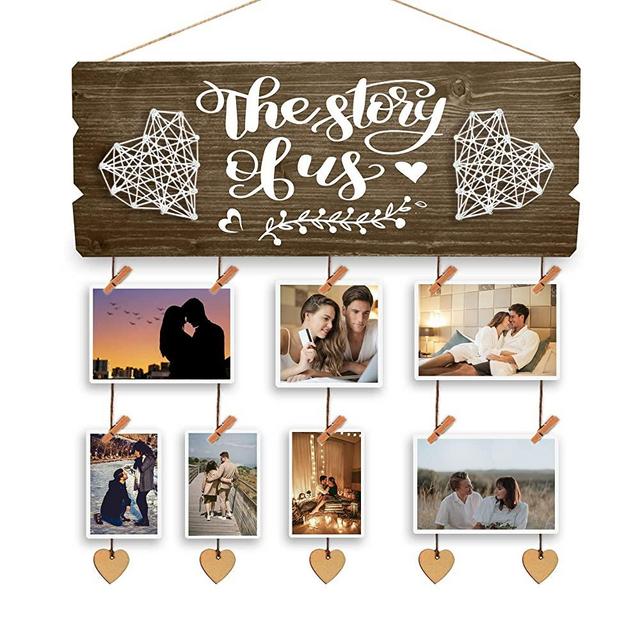 Yudarte Bridal Shower Gift for Bride - Wedding Engagement Gifts for Women Bride to Be - New Couples Picture Hanging Board with Clips and Twine