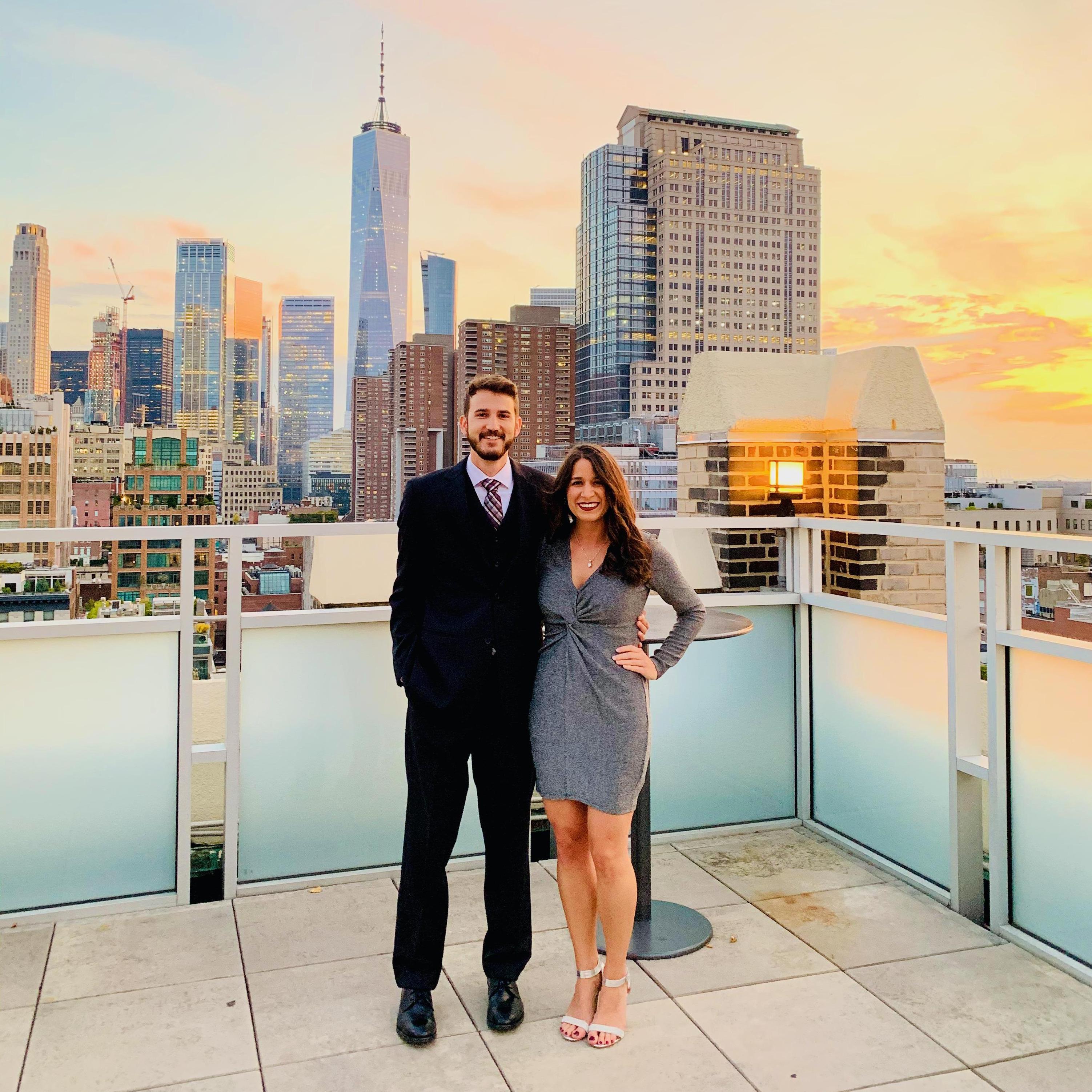 Taking in the sunset on a rooftop in New York City in October 2019, this is one of our favorite photos of us.