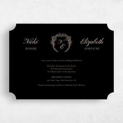 Black Ticket Wedding Invitation - Pasquo Landscape