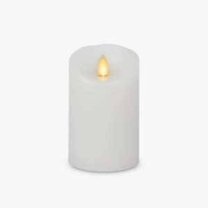Luminara White Moving Flame Pillar Flameless LED Candle, Scalloped Edge, Real Wax, Unscented, Timer (3" x 4.5")