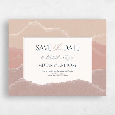 Dusty Terra Cotta, Pink Wedding Save the Date - Lysander Landscape